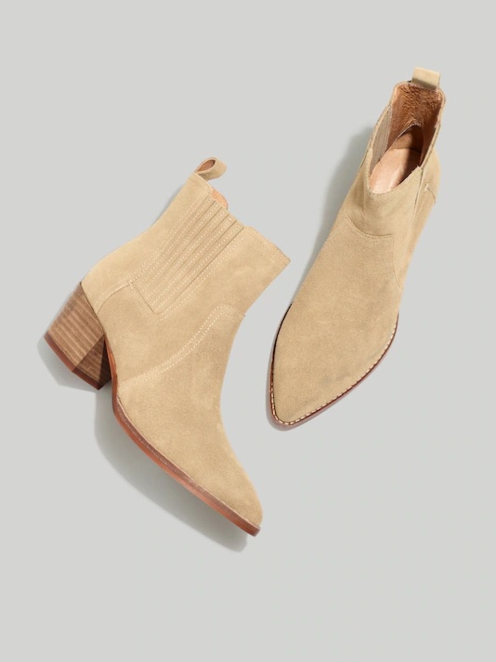Madewell Beige Suede Western Ankle Boots Size 7